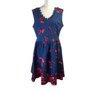 Lindy Bop Daria Cotton Dress Poppy Sleeveless Full Skirt Size 14 Floral Print